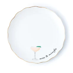 Holiday Cheers Gold Rim Appetizer Plate, Set of 6