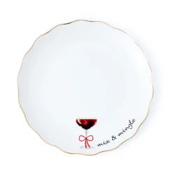 Holiday Cheers Gold Rim Appetizer Plate, Set of 6