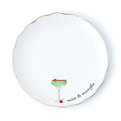 Holiday Cheers Gold Rim Appetizer Plate, Set of 6