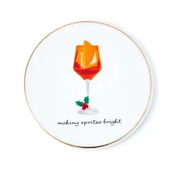 Holiday Cheers Gold Rim Coaster Set