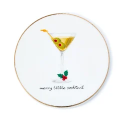 Holiday Cheers Gold Rim Coaster Set