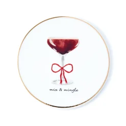 Holiday Cheers Gold Rim Coaster Set