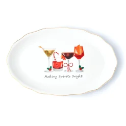 Holiday Cheers Gold Rim Serving Platter