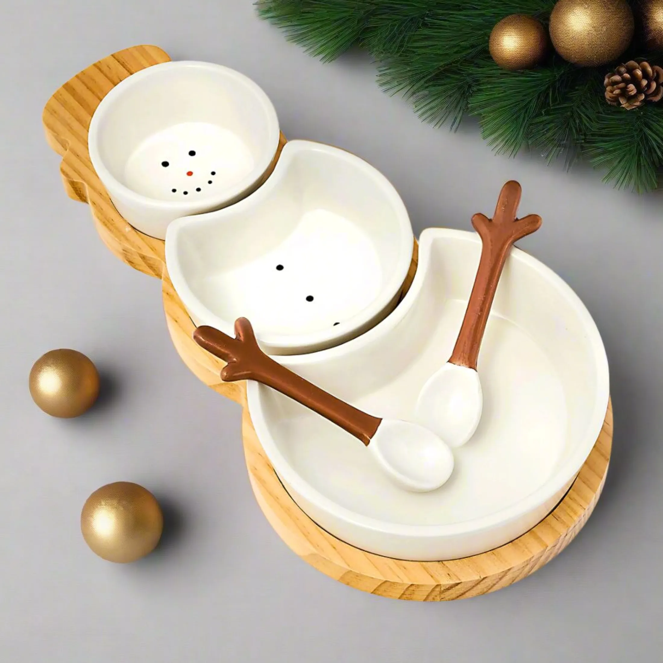 Holiday Snowman Appetizer Server