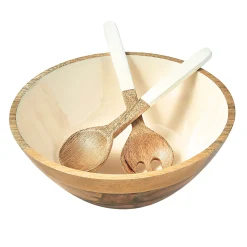 Huck Wood & Enamel Salad Bowl