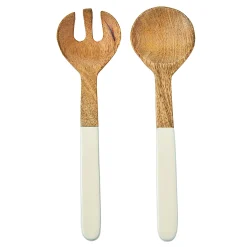 Huck Wood & Enamel Salad Server Set