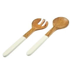Huck Wood & Enamel Salad Server Set