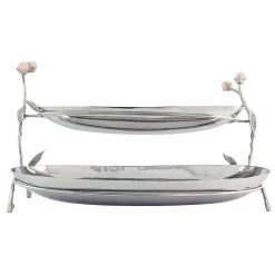 Hyaline Pink Two Tiered Serving Stand