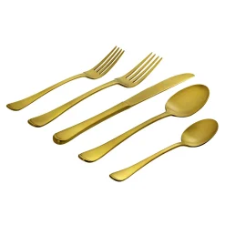 Infinity Satin Gold 18/0 Stainless Steel 20 Piece Flatware Set, Service For 4
