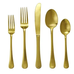 Infinity Satin Gold 18/0 Stainless Steel 20 Piece Flatware Set, Service For 4