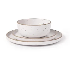 Inwood White Speckled Stoneware 12 Piece Dinnerware Set, Service for 4