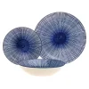 Laura Blue Porcelain 12 Piece Dinnerware Set, Service For 4