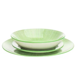 Laura Green Porcelain 12 Piece Dinnerware Set, Service For 4