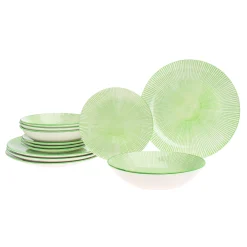 Laura Green Porcelain 12 Piece Dinnerware Set, Service For 4