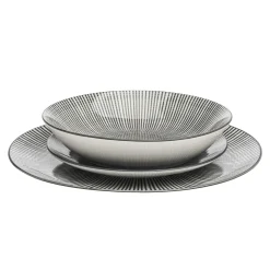 Laura Grey Porcelain 12 Piece Dinnerware Set, Service For 4