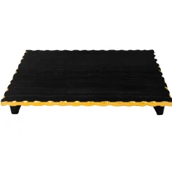 Lavi Black Marble Gold Organic Edge Raised Challah Board