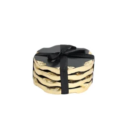 Lavi Black Marble Gold Organic Edge Coaster Set