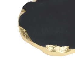 Lavi Black Marble Gold Organic Edge Coaster Set