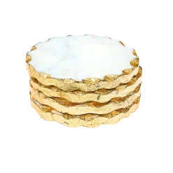 Lavi Marble Gold Organic Edge Coaster Set
