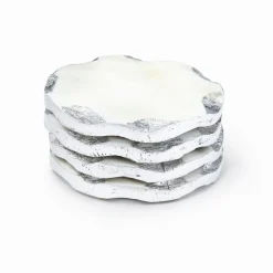 Lavi Marble Silver Organic Edge Coaster Set
