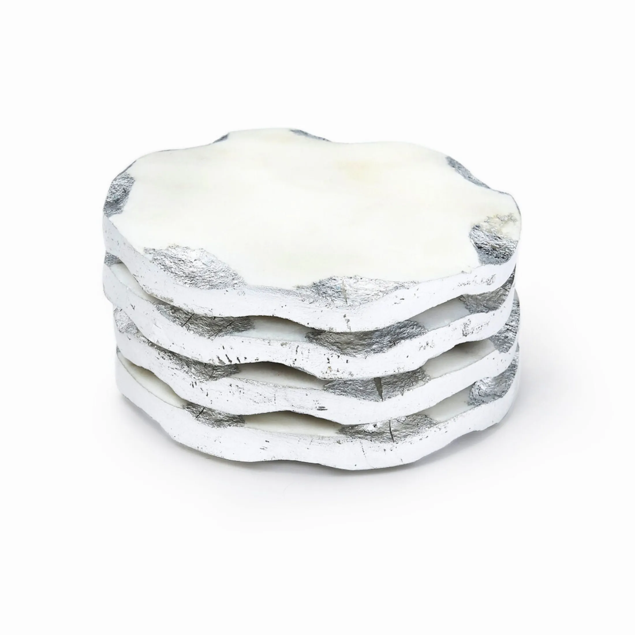 Lavi Marble Silver Organic Edge Coaster Set