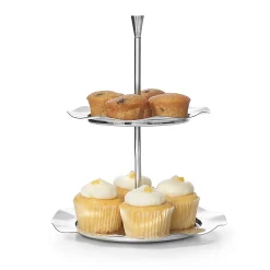 Lilliput Mirrored Stainless 2 Tiered Serving Stand