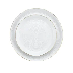 Linear Porcelain Gold Rim 12 Piece Dinnerware Set, Service For 4