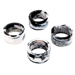 Lucente Black & White Resin Napkin Ring Set