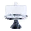 Lucente Black & White Resin Cake Stand & Dome