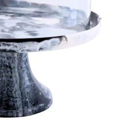 Lucente Black & White Resin Cake Stand & Dome