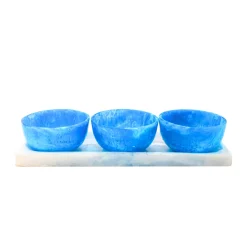 Lucente Blue Resin Serving Tray & Appetizer Bowls