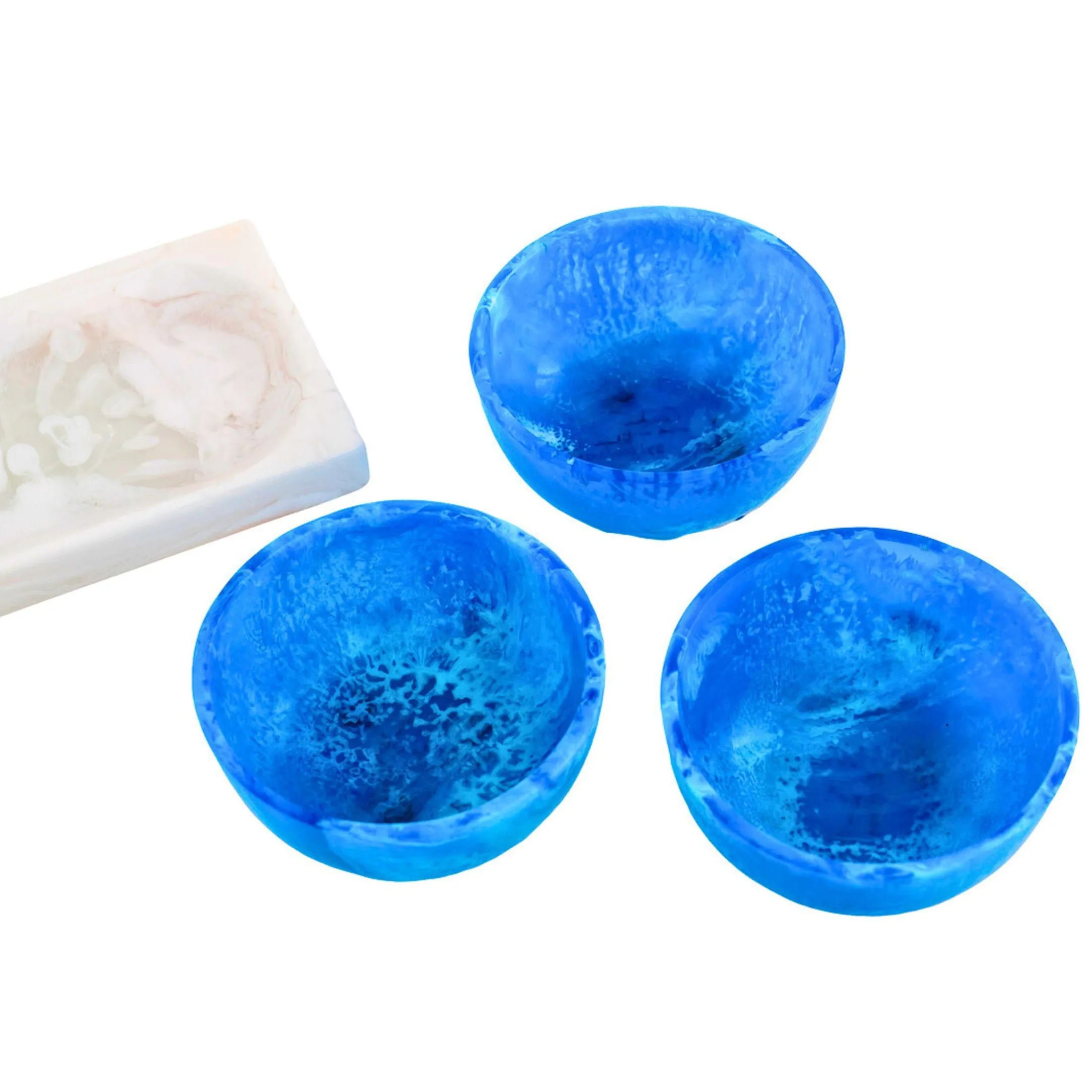 Lucente Blue Resin Serving Tray & Appetizer Bowls