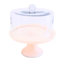 Lucente Pink Resin Cake Stand & Dome