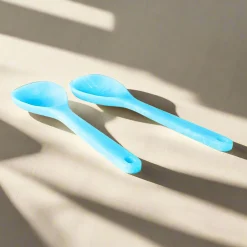 Lucente Resin Matte Blue Salad Server Set