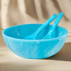 Lucente Resin Matte Blue Salad Bowl