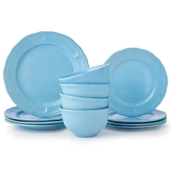 Madison Blue Stoneware 12 Piece Dinnerware Set, Service for 4