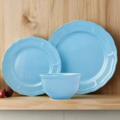 Madison Blue Stoneware 12 Piece Dinnerware Set, Service for 4