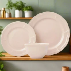 Madison Blush Stoneware 12 Piece Dinnerware Set, Service for 4