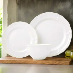 Madison White Stoneware 12 Piece Dinnerware Set, Service for 4
