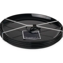 Marbella Black Stacking Melamine Dinner Plate, Set of 4