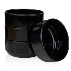 Marbella Black Stacking Melamine Cereal Bowl, Set of 4