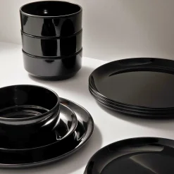 Marbella Black Stacking Melamine Cereal Bowl, Set of 4