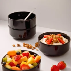 Marbella Black Stacking Melamine Cereal Bowl, Set of 4