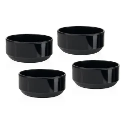 Marbella Black Stacking Melamine Cereal Bowl, Set of 4