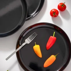 Marbella Black Stacking Melamine Salad Plate, Set of 4