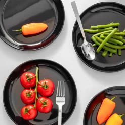 Marbella Black Stacking Melamine Salad Plate, Set of 4