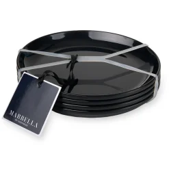 Marbella Black Stacking Melamine Salad Plate, Set of 4