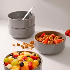 Marbella Grey Stacking Melamine Cereal Bowl, Set of 4