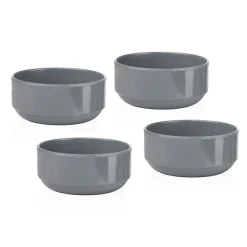 Marbella Grey Stacking Melamine Cereal Bowl, Set of 4