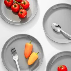 Marbella Grey Stacking Melamine Dinner Plate, Set of 4